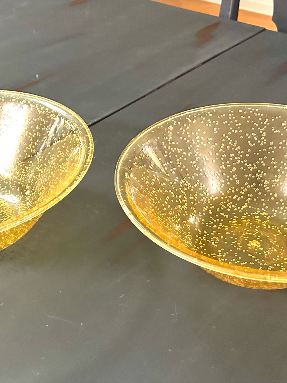 Vintage Yellow Lucite Acrylic Resin Serving Dish Bowl- Set 2